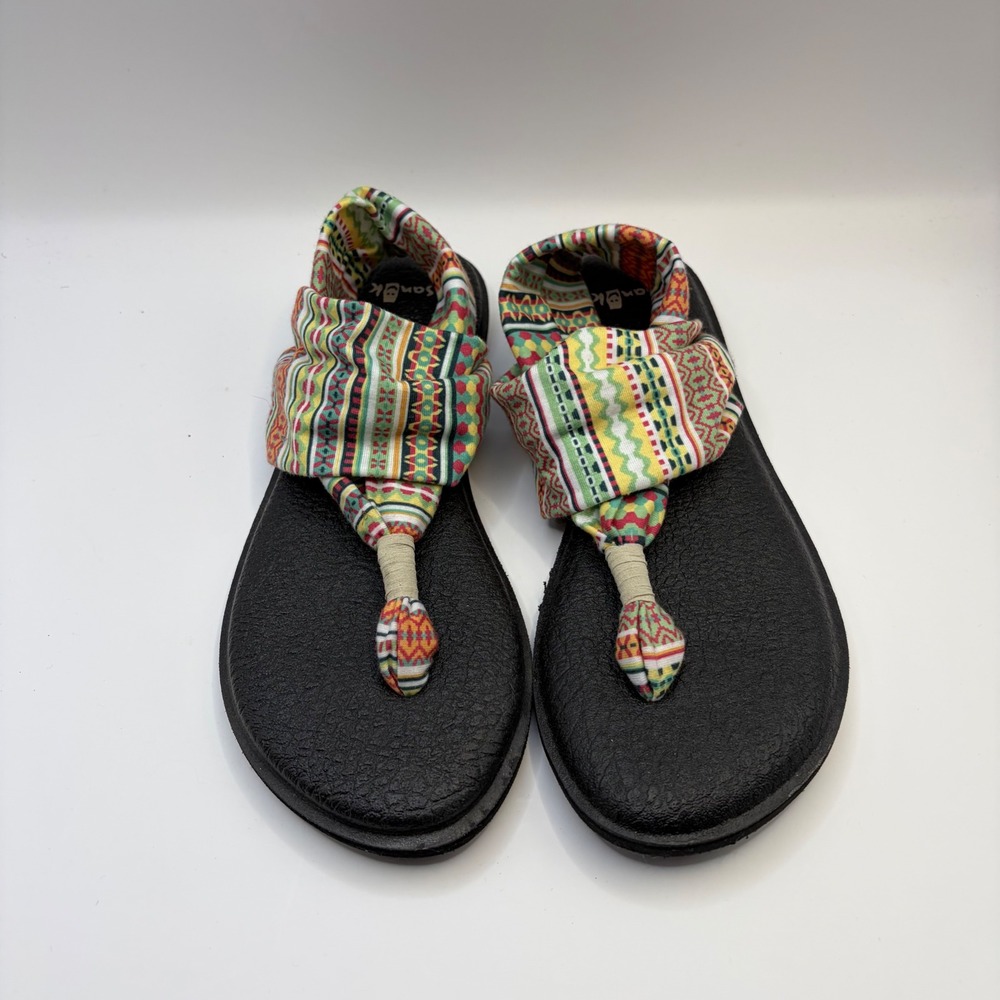 Sanuk Yoga Sling 2 Sandals Womens 6 Multi Color Geometric Tribal Print 1016459